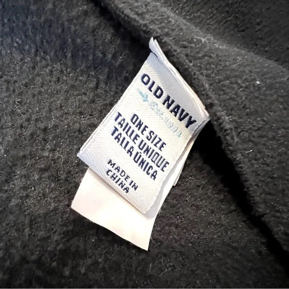 Old Navy Fleece Scarf Set with Fringe  Black & Striped Brown Tan White - Picture 2 of 4